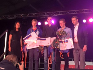 Kampioenenhuldiging Amstelveen januari 2016 podium jongens