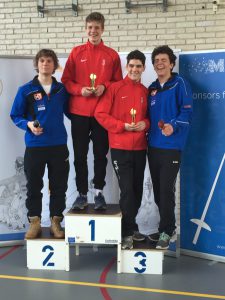 podium NJK Junioren 24-4-2016 Job de Ruiter  (2) en Olivier de Jong en Edo Zoons (3)