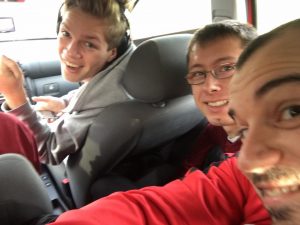 U23 Esslingen 19-11-2016 reis met Patrick Poste, Daniël Nivard en Timon Hagen (achter het stuur)